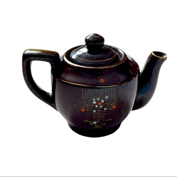 Japan 1940’s Vintage Moriage Brown Teapot Small - Picture 2 of 14
